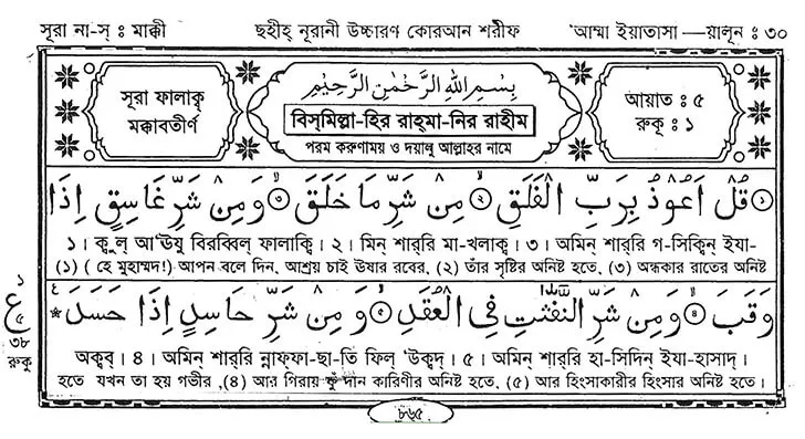 surah falaq bangla